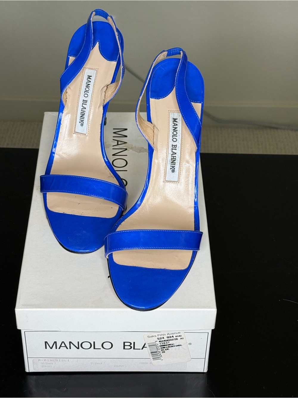 Manolo Blahnik Cobalt Blue Suede Slingback Heels